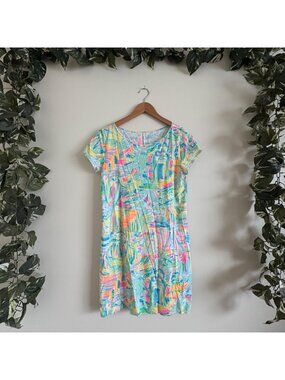 Lilly Pulitzer Marlowe Short Sleeve Mini Dress Neon Multi Women’s Size M